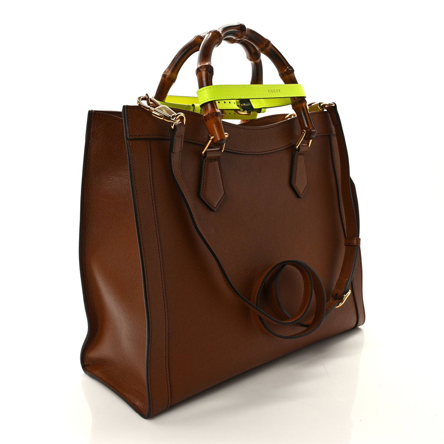 Wonka Grain Calfskin Medium Diana Tote Bag Cuir Yellow Fluo