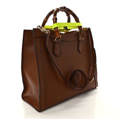 Gucci Wonka Grain Calfskin Medium Diana Tote Bag Cuir Yellow Fluo 3 of 9