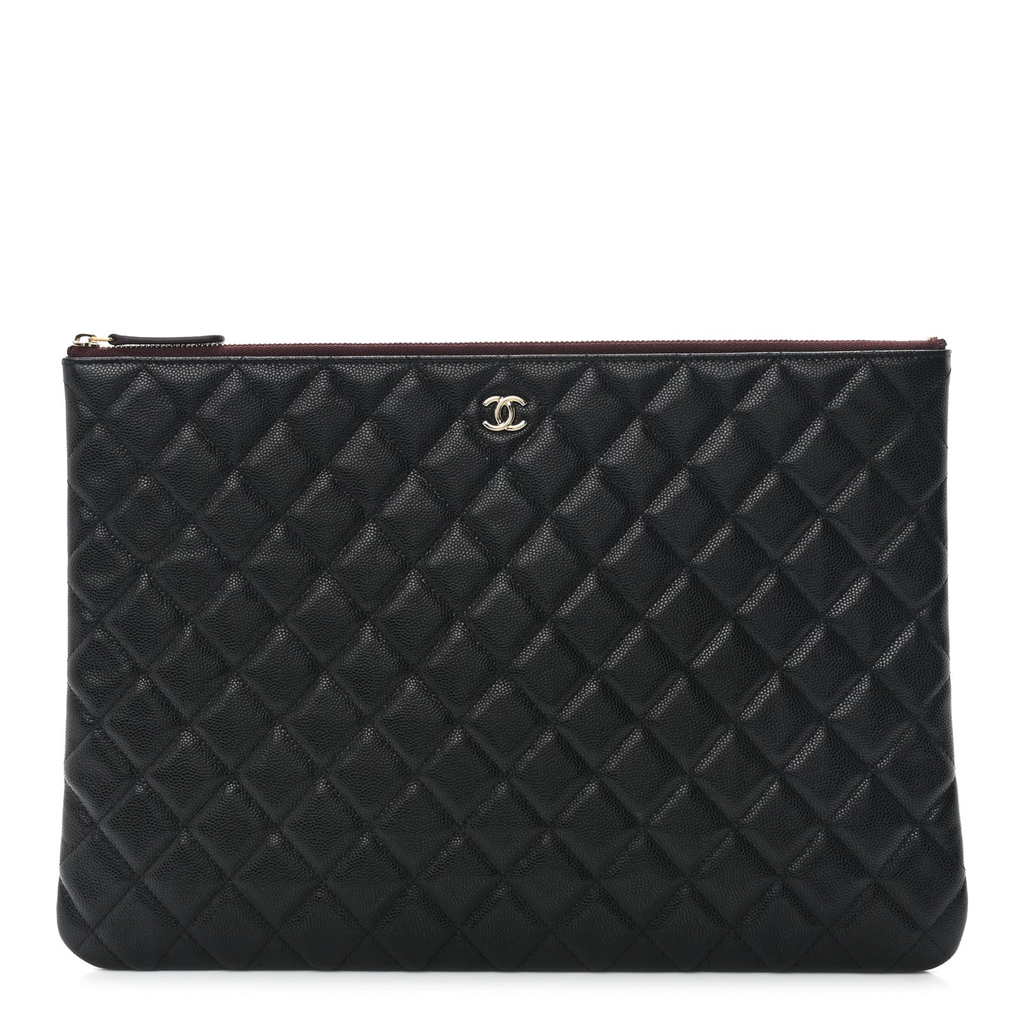 Caviar Quilted Large Cosmetic Case Black