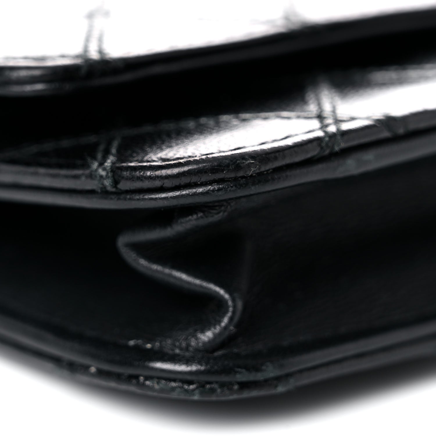 Chanel Lambskin Diamond Stitched Wallet On Chain WOC Black 9 of 23