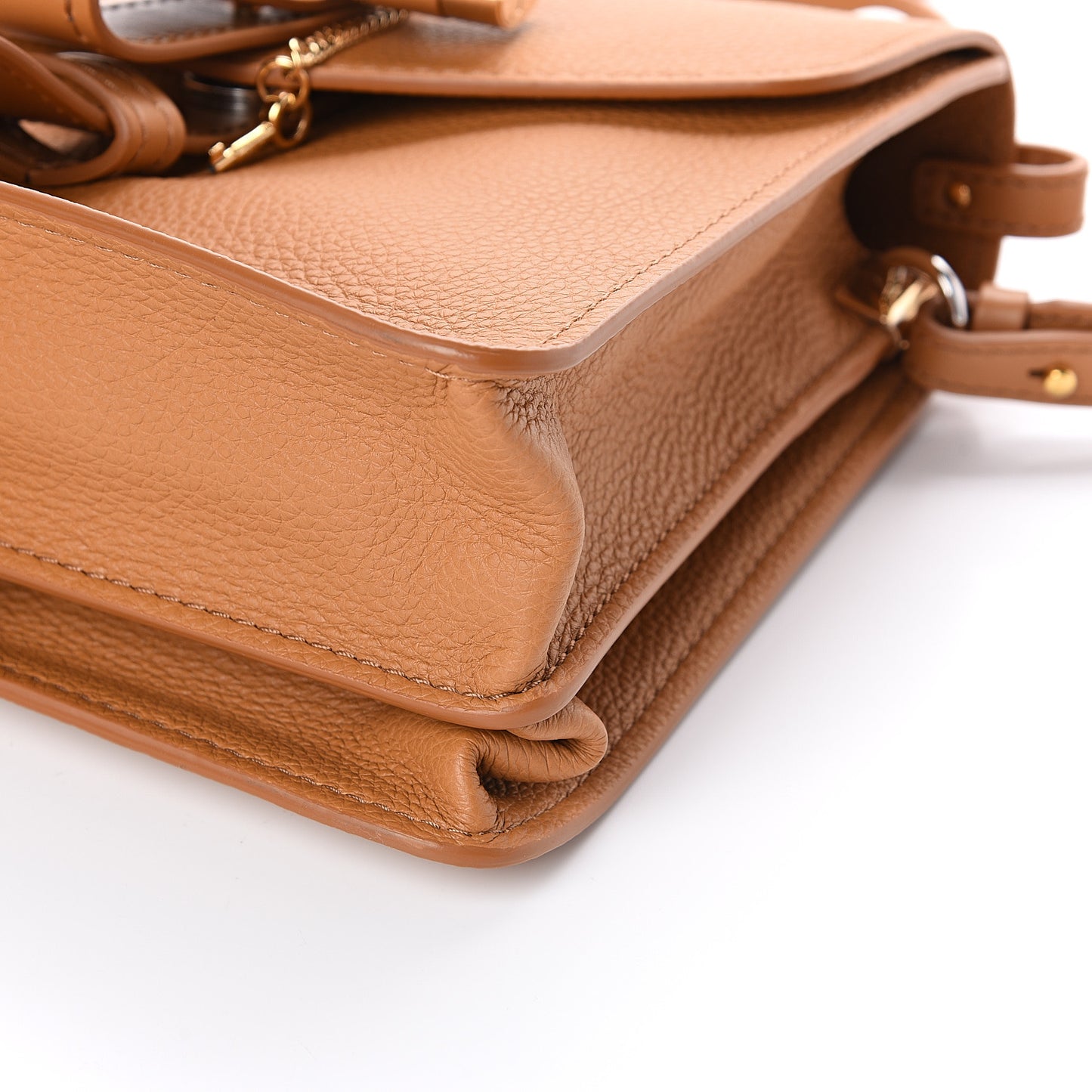 Shiny Grained Calfskin Medium Aby Day Shoulder Bag Ochre