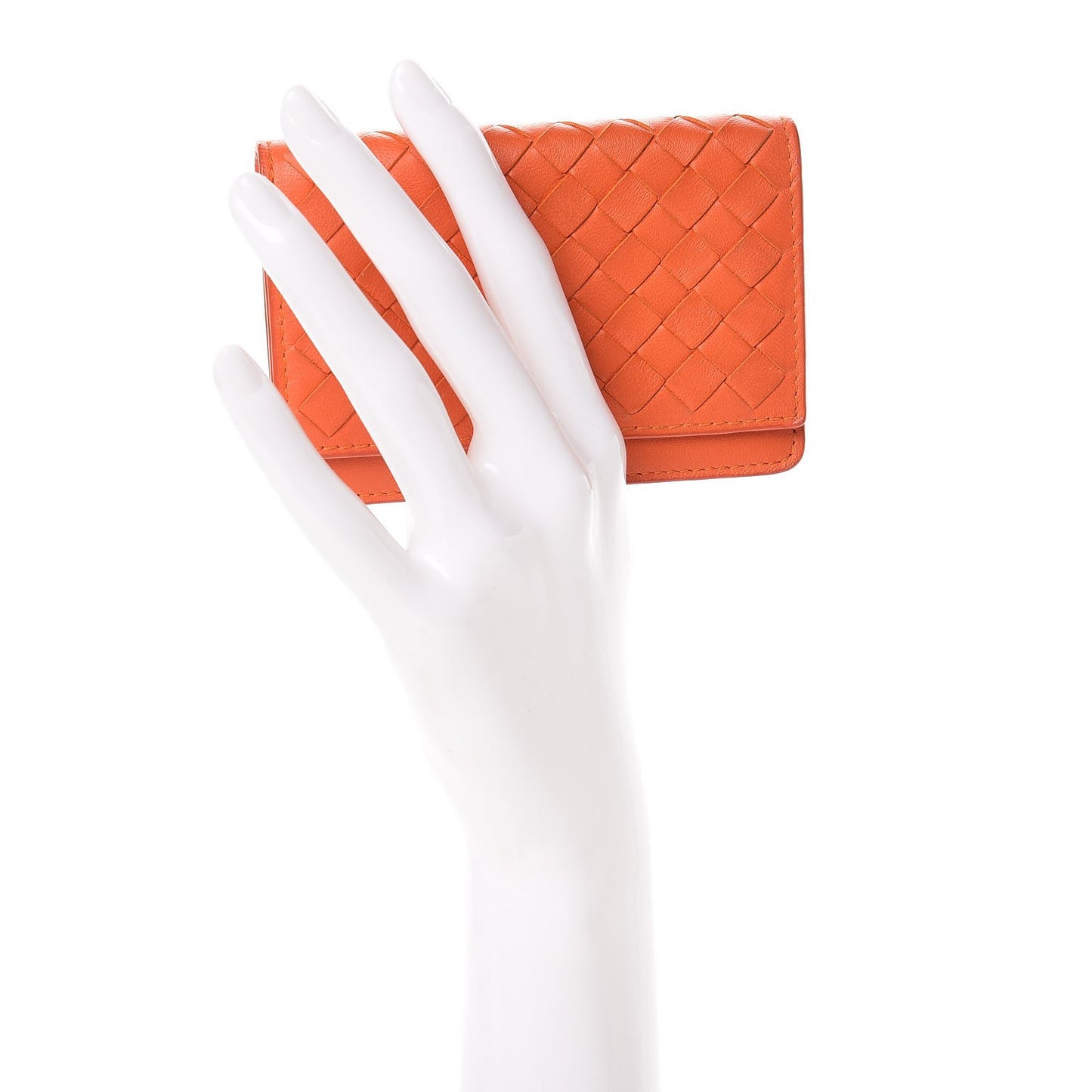 Nappa Intrecciato Card Holder Tangerine