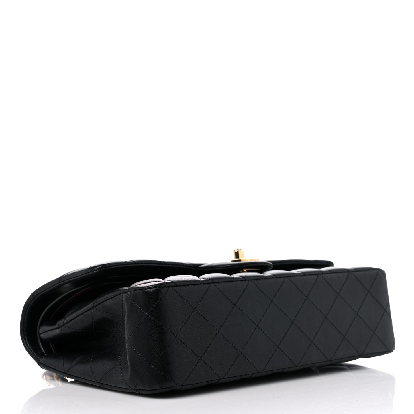 Lambskin Quilted Medium Double Flap Black