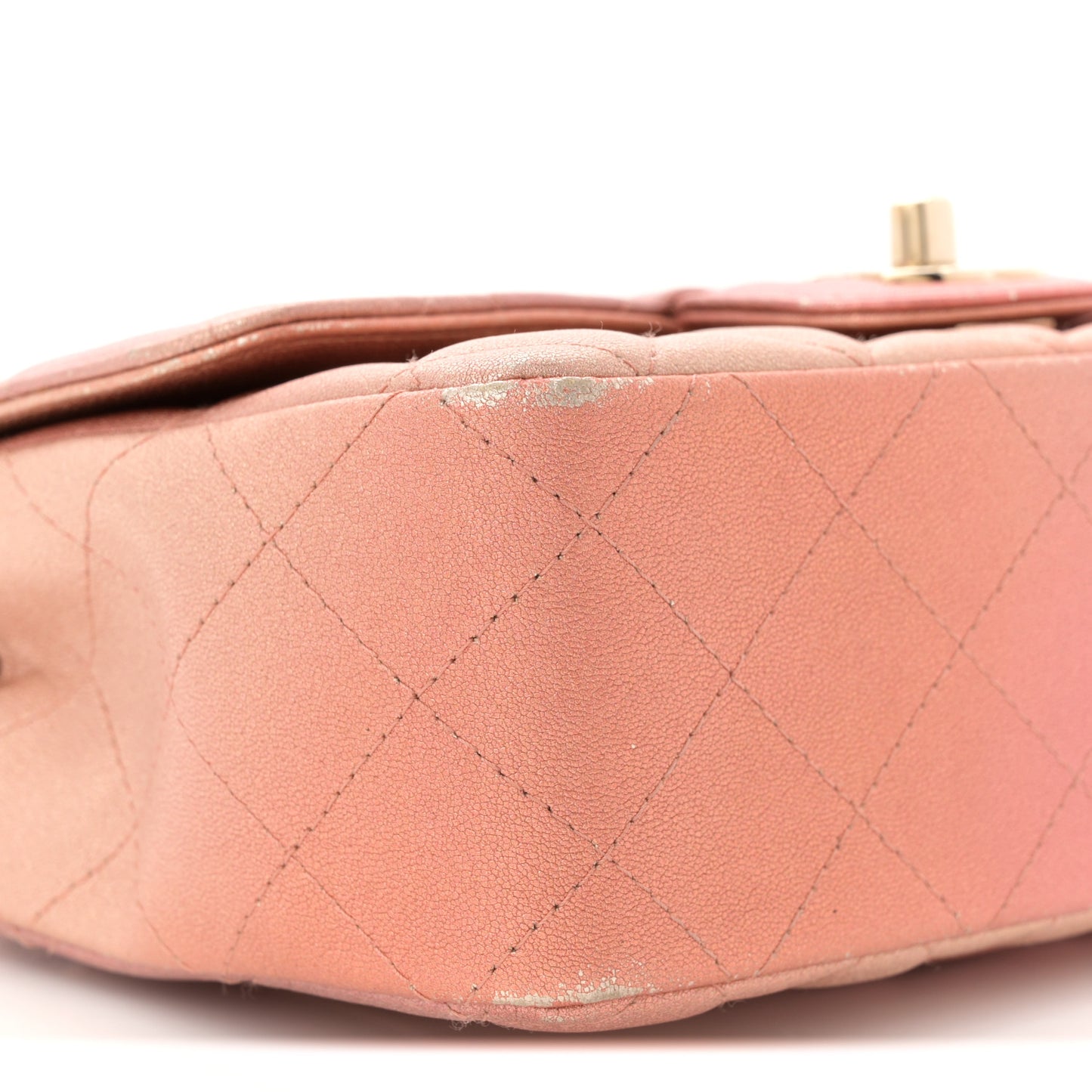 Metallic Lambskin Quilted Ombre Mini Rectangular Flap Pink