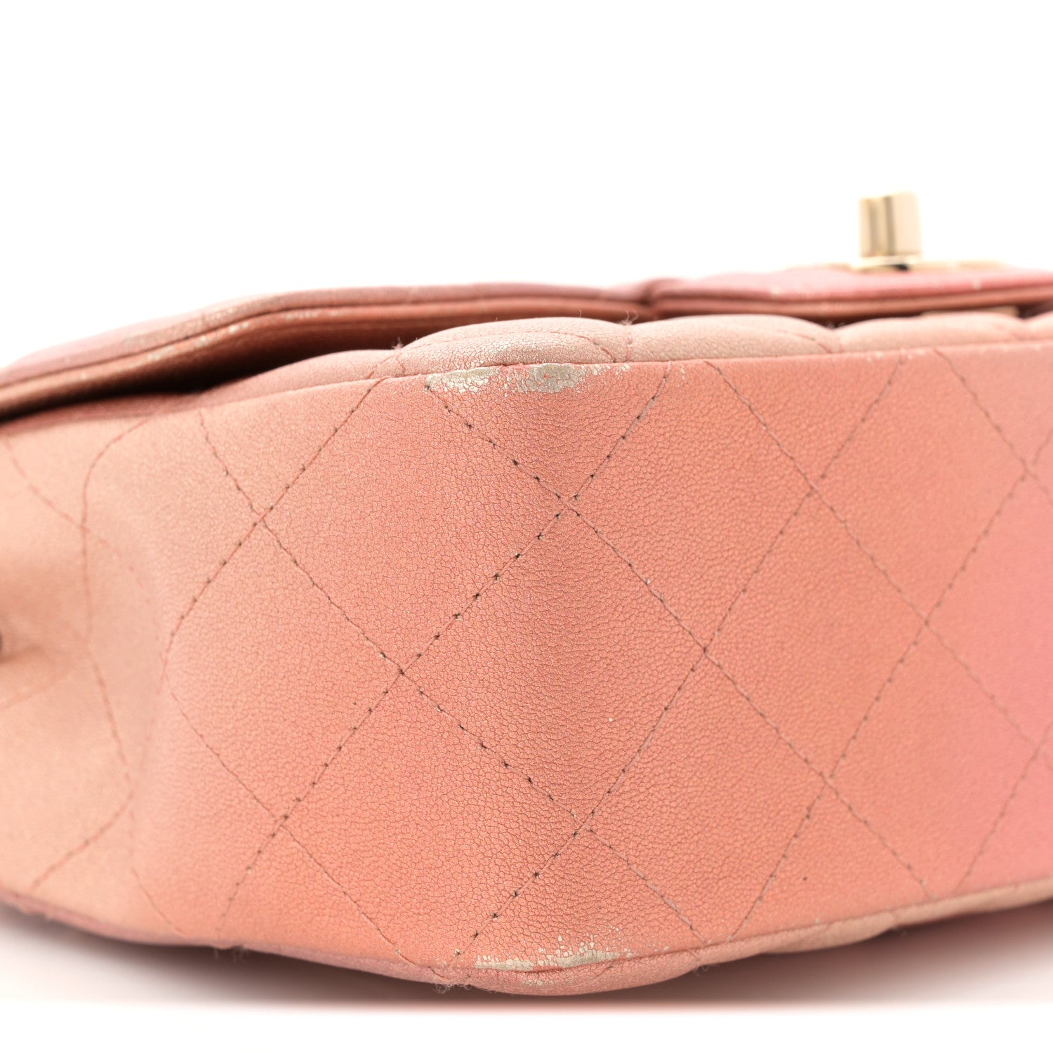 Chanel Metallic Lambskin Quilted Ombre Mini Rectangular Flap Pink 9 of 12