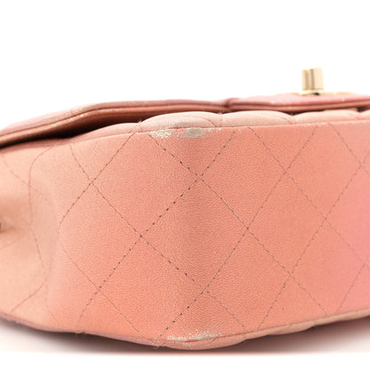 Chanel Metallic Lambskin Quilted Ombre Mini Rectangular Flap Pink 9 of 12