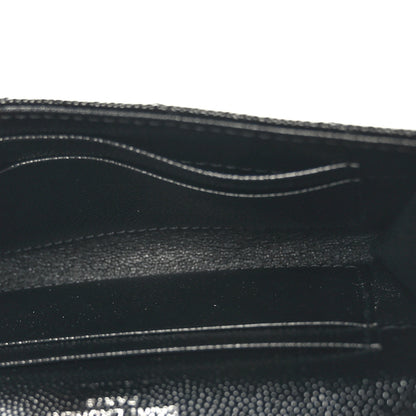 Saint Laurent Grain De Poudre Matelasse Chevron Small Monogram Envelope Wallet Black 5 of 7