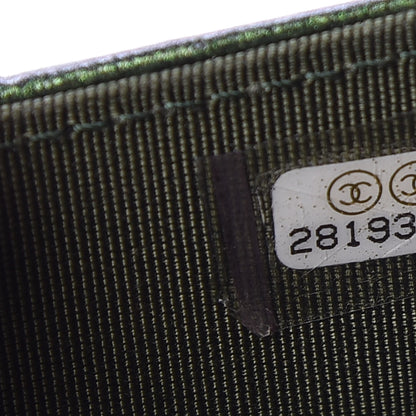 Chanel Glittered Aged Calfskin Quilted Reissue Flap Card Holder Wallet Holder Green 8 of 9