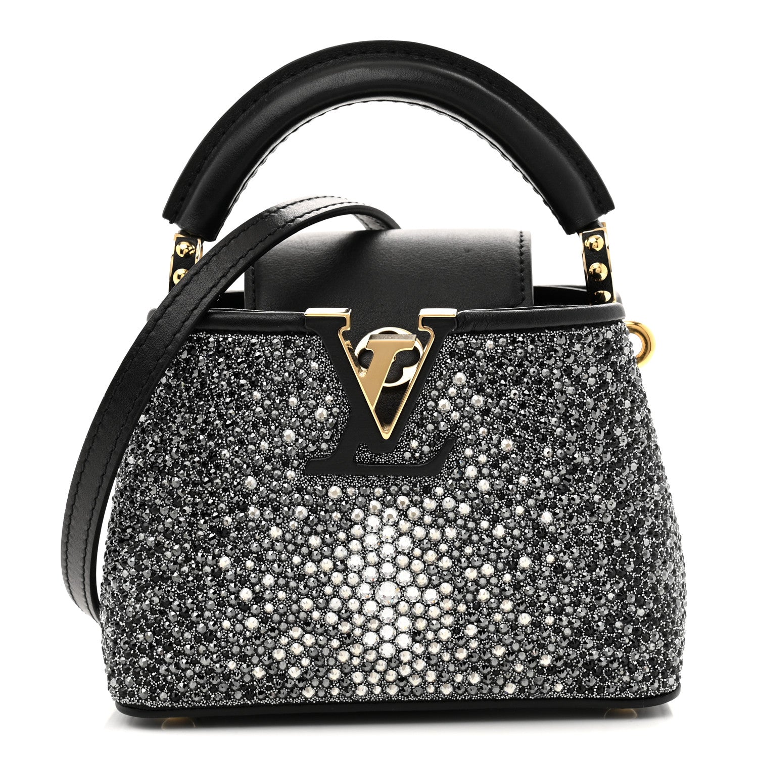 Louis Vuitton Crystal Cowhide Nano Capucines Silver Black 1 of 11