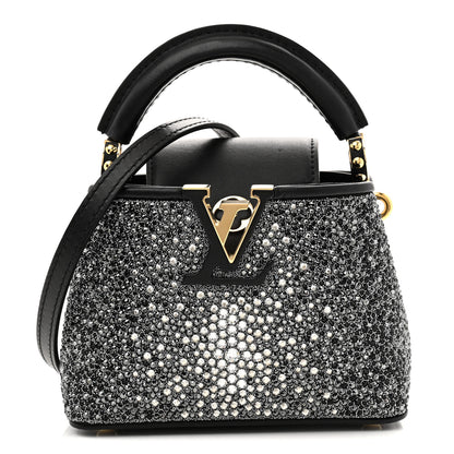 Louis Vuitton Crystal Cowhide Nano Capucines Silver Black 1 of 11