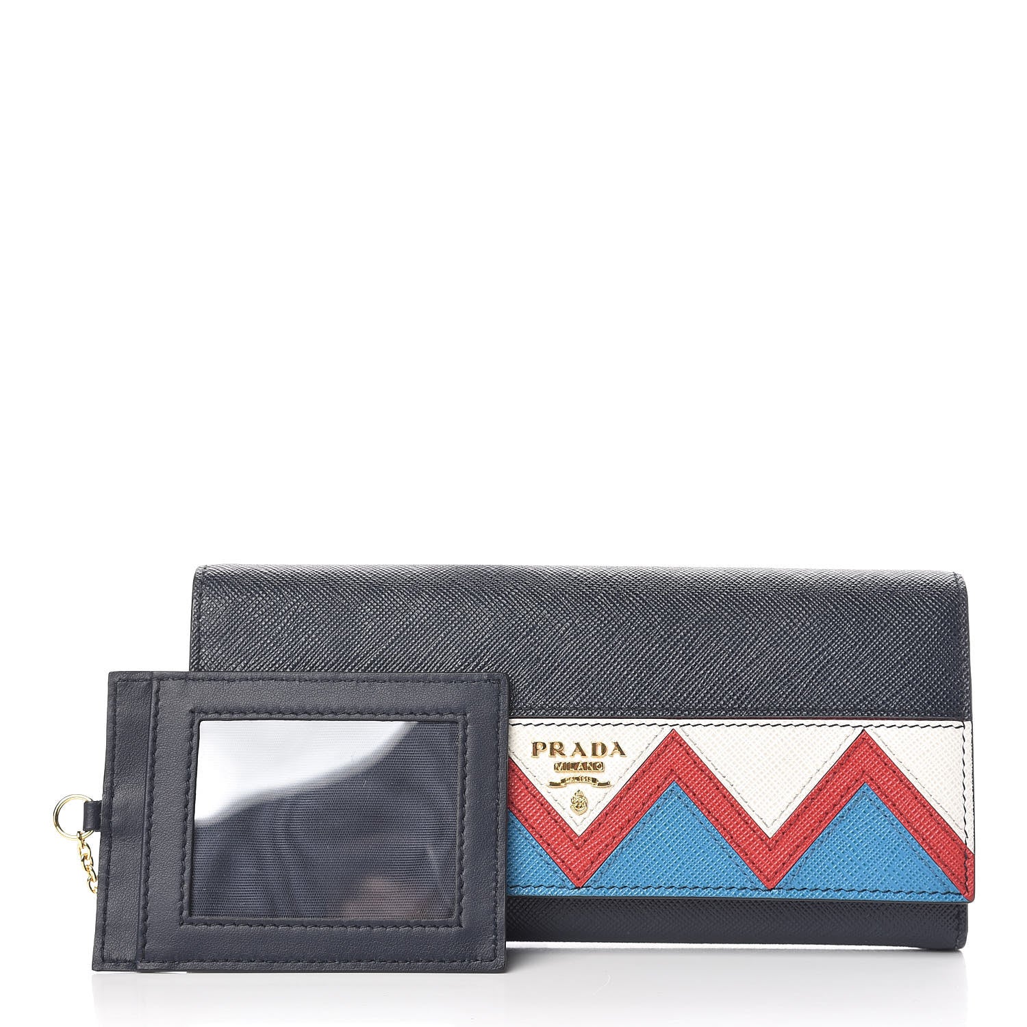Prada Saffiano Greche Flap Continental Wallet Baltico Rosso 3 of 8