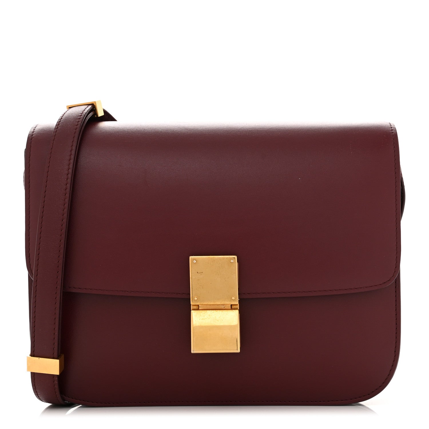 Celine Box Calfskin Medium Classic Box Flap Bag Burgundy 1 of 12