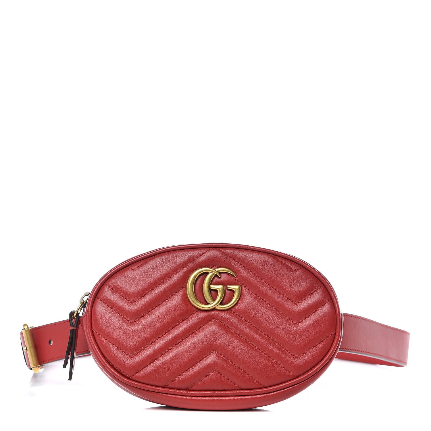 Gucci Calfskin Matelasse GG Marmont Belt Bag 95 38 Hibiscus Red 1 of 9
