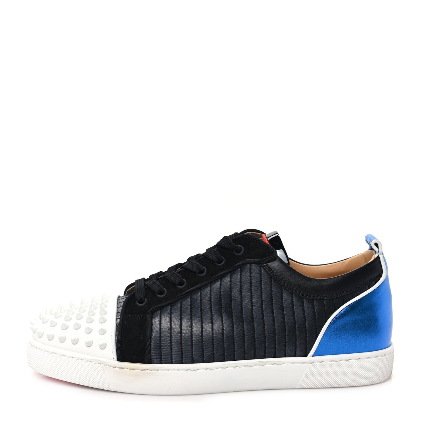 Metallic Calfskin Jacquard Mens Louis Junior Spikes Orlato Flat Sneakers 44.5 Multicolor