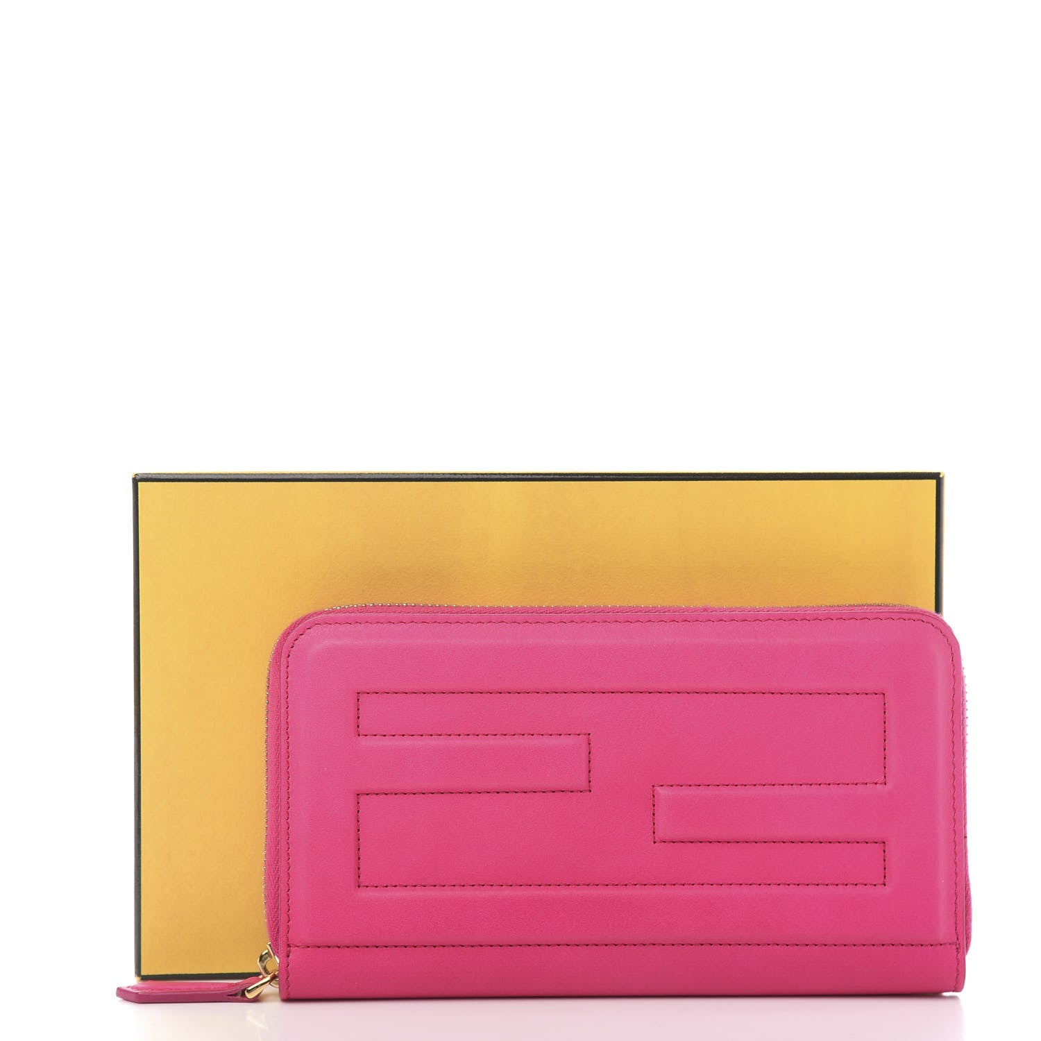 Fendi Vitello Flamingo Tube Zip Around Long Wallet Fuchsia 11 of 11