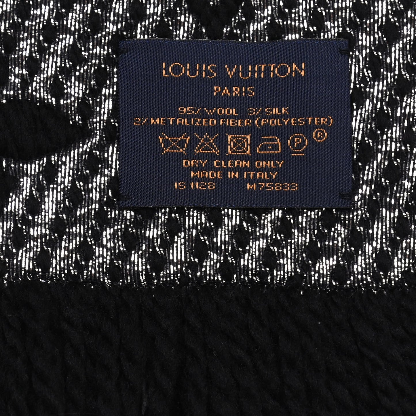Wool Silk Logomania Shine Scarf Black