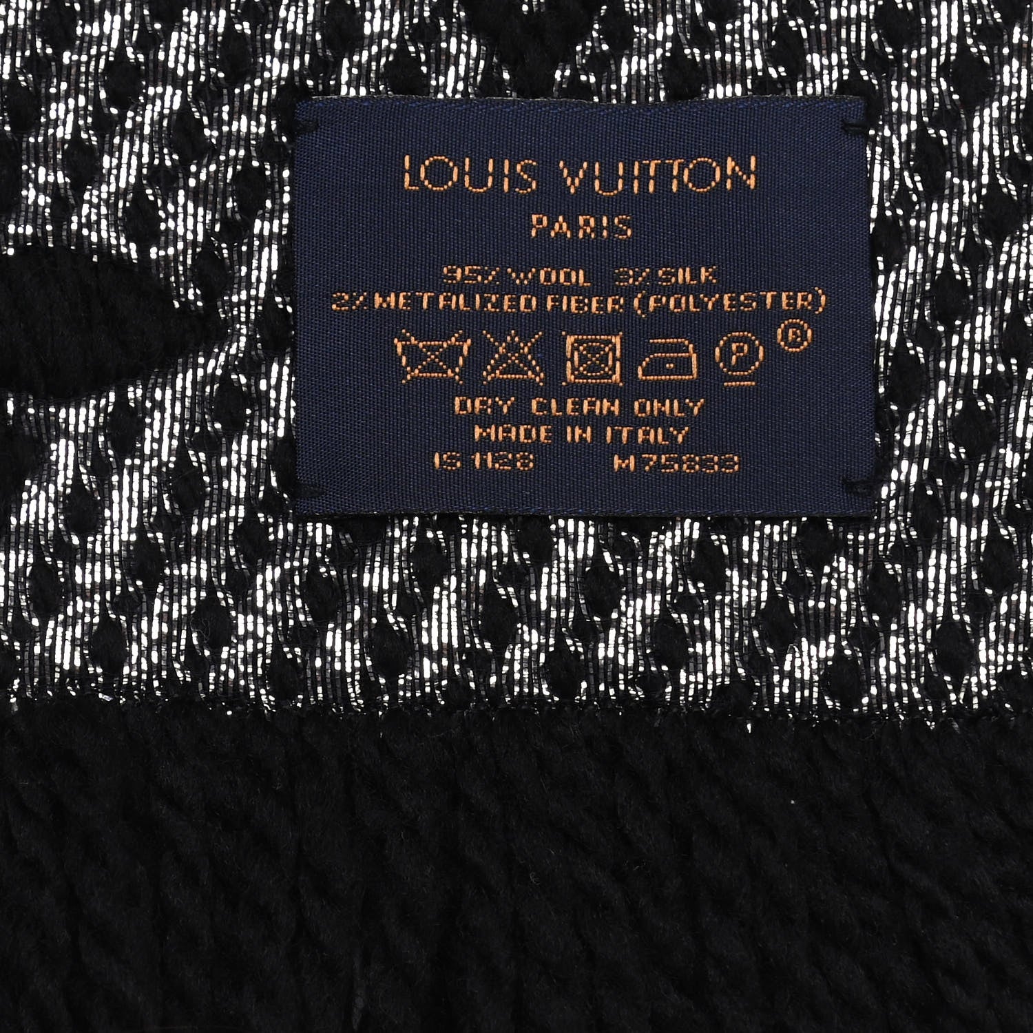 Louis Vuitton Wool Silk Logomania Shine Scarf Black 4 of 4