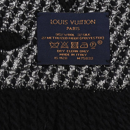 Louis Vuitton Wool Silk Logomania Shine Scarf Black 4 of 4