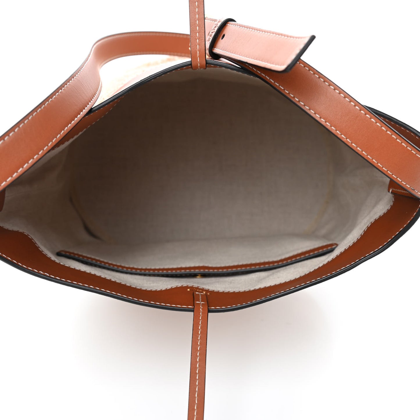 Canvas Calfskin Triomphe Embroidered Bucket Bag Brown