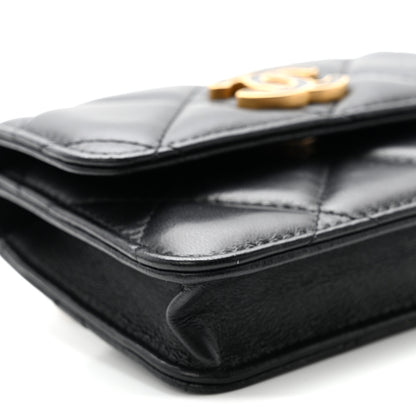 Chanel Lambskin Enamel Quilted Pending CC Flap Belt Bag Black 10 of 11