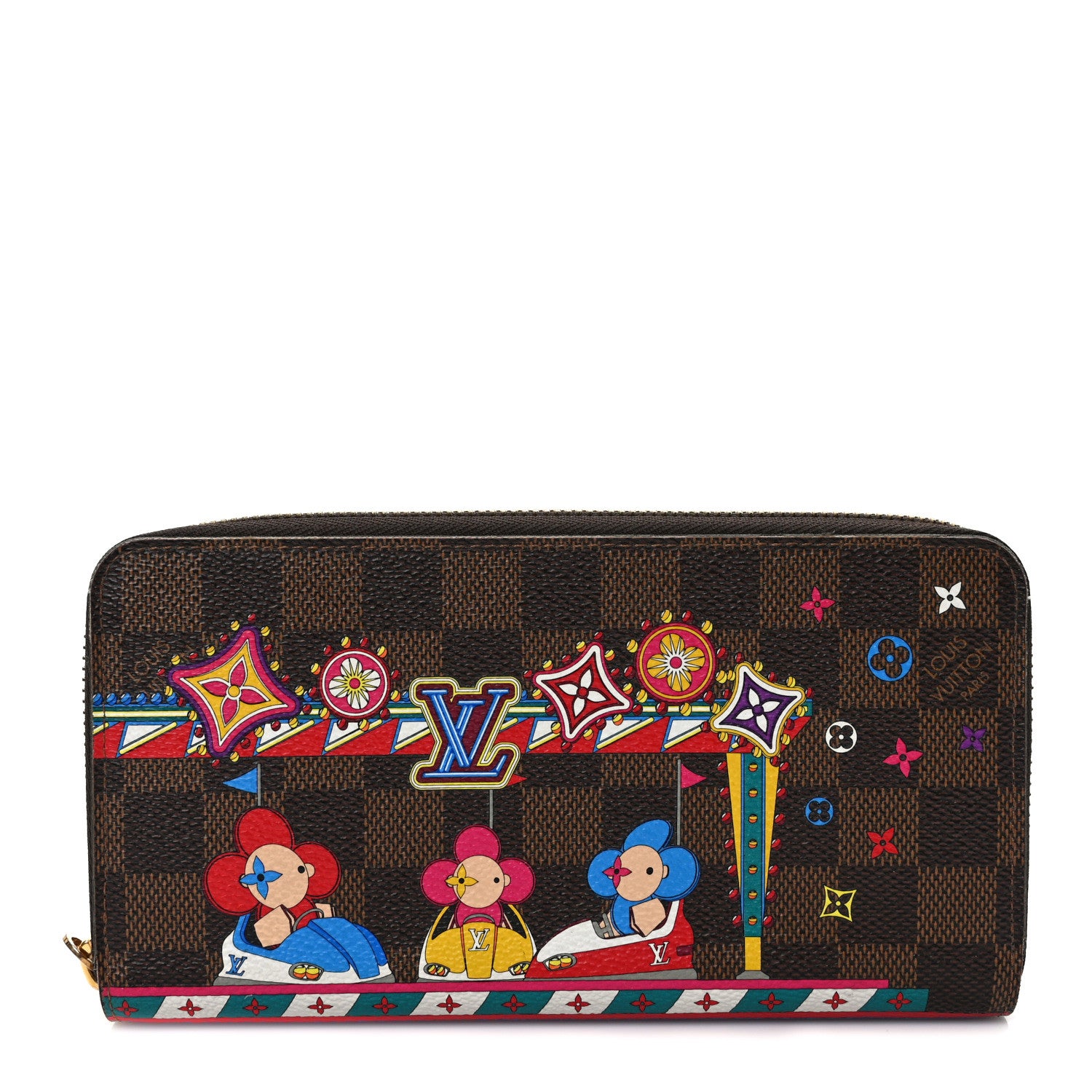Louis Vuitton Damier Ebene 2020 Christmas Animation Bumper Cars Zippy Wallet Coquelicot 1 of 7