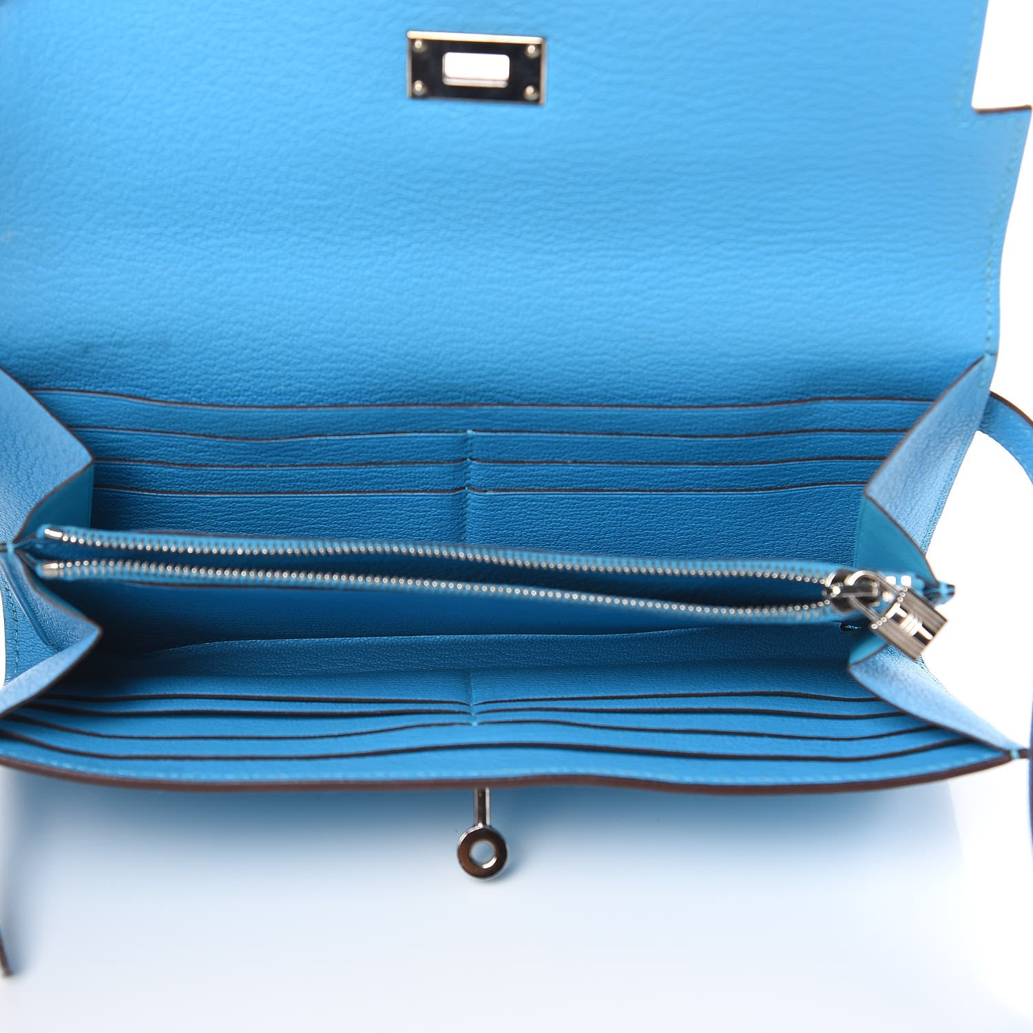 Hermes Chevre Mysore Kelly Longue Wallet Bleu Azteque 5 of 9
