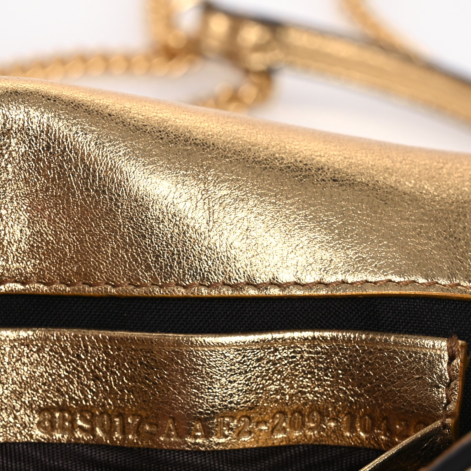 Fendi Vitello Catalan Mirror FF 1974 Embossed Mini Baguette Gold 7 of 14