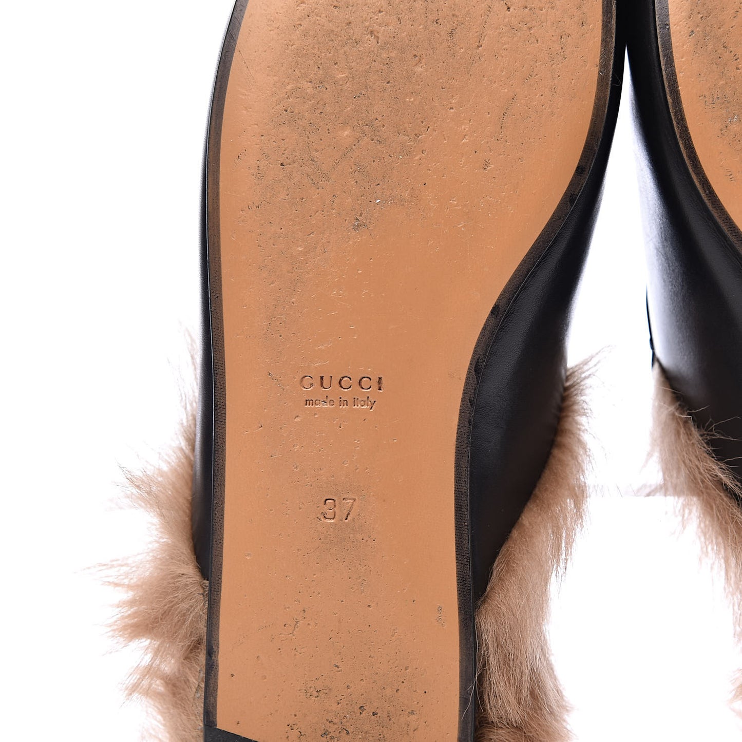 Calfskin Fur Womens Princetown Slippers 37 Black