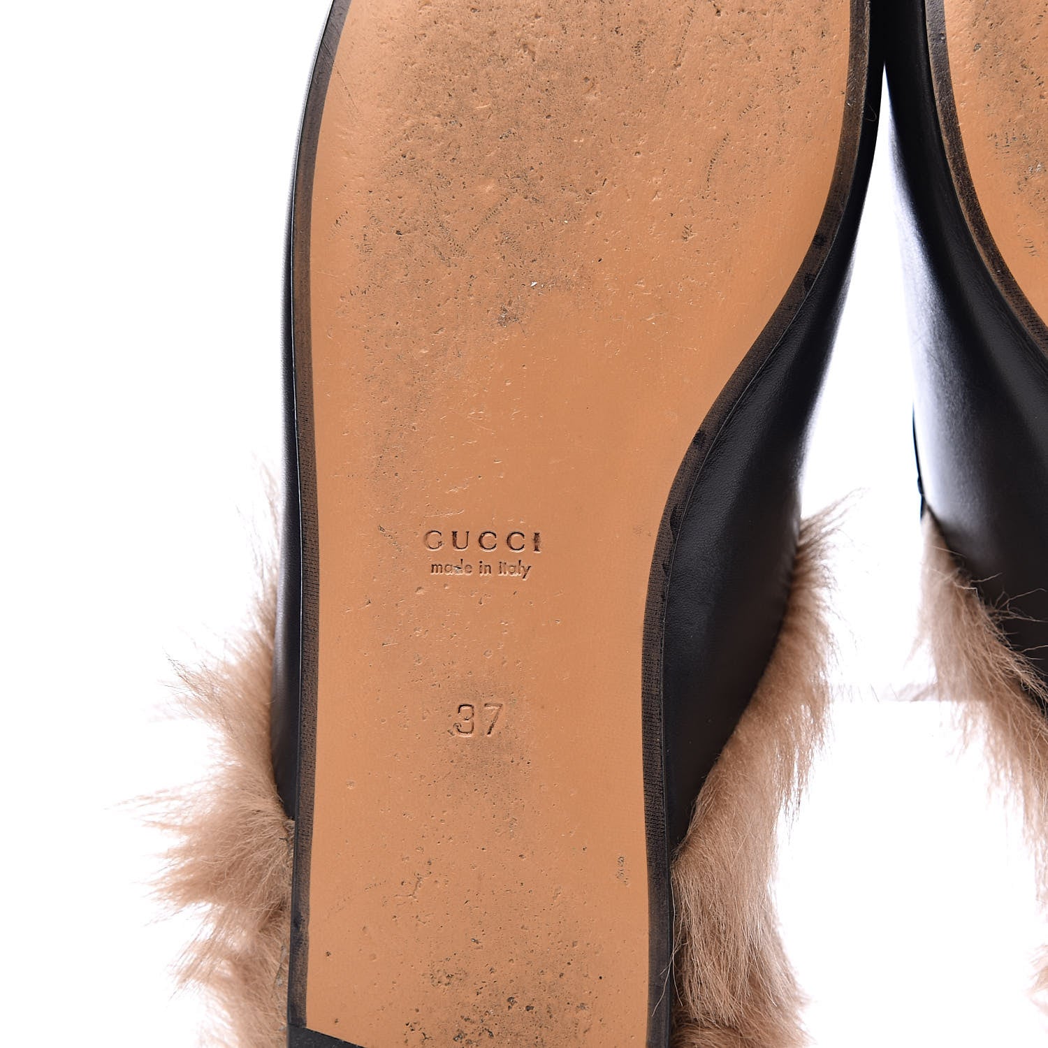 Gucci Calfskin Fur Womens Princetown Slippers 37 Black 7 of 13