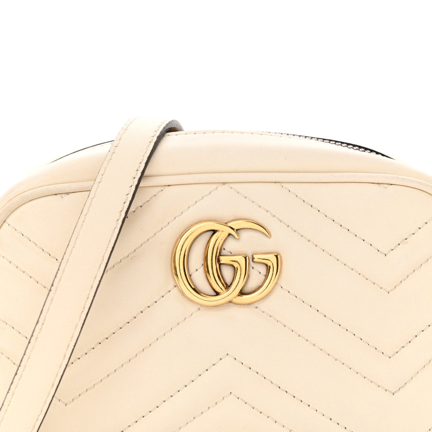 Gucci Calfskin Matelasse Mini GG Marmont Chain Shoulder Bag White 8 of 16