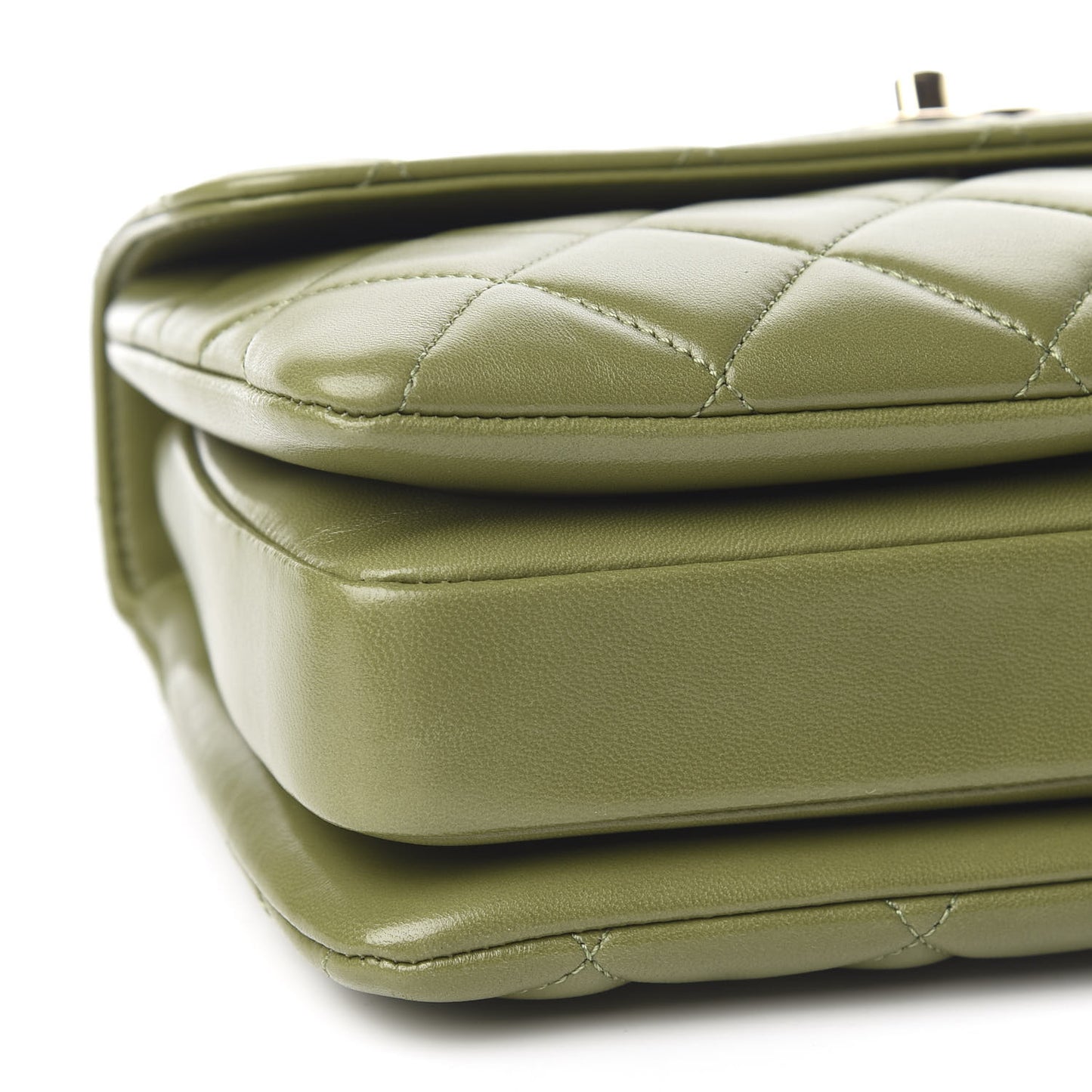 Lambskin Quilted Small Trendy CC Flap Dual Handle Bag Green