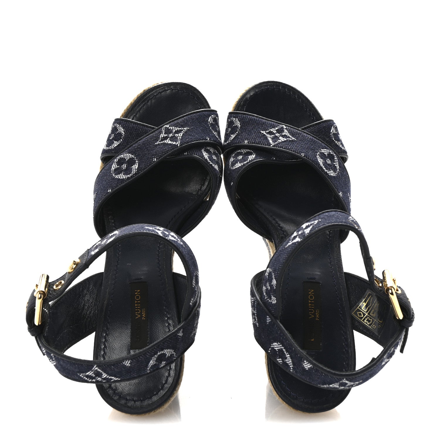 Louis Vuitton Monogram Denim Formentera Wedge Pumps 37 Grand Blue 2 of 12