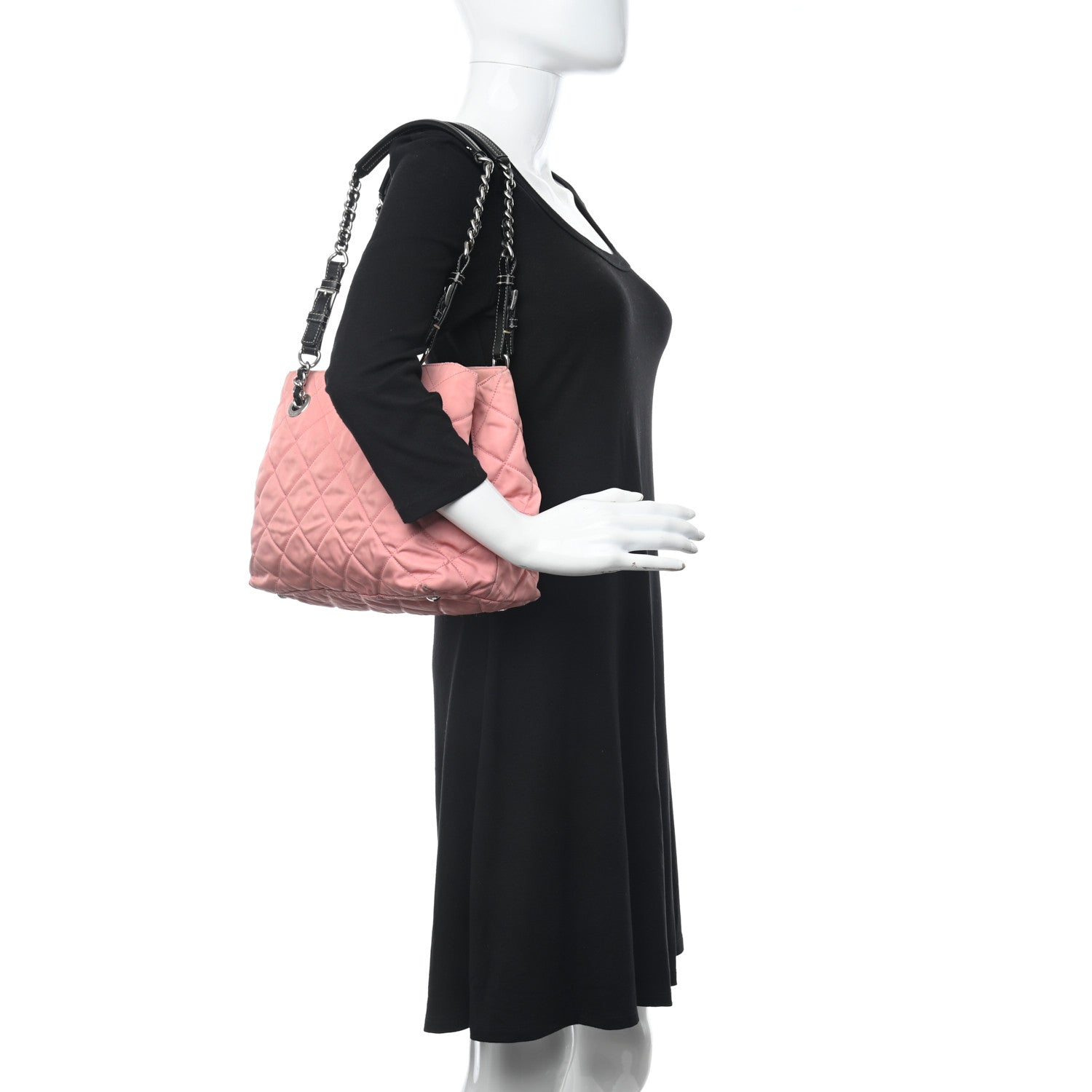 Prada Tessuto Nylon Quilted Shoulder Bag Rosa Black 2 of 17