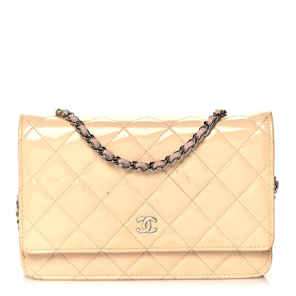 Chanel Patent Quilted Wallet On Chain WOC Pink 1 of 15