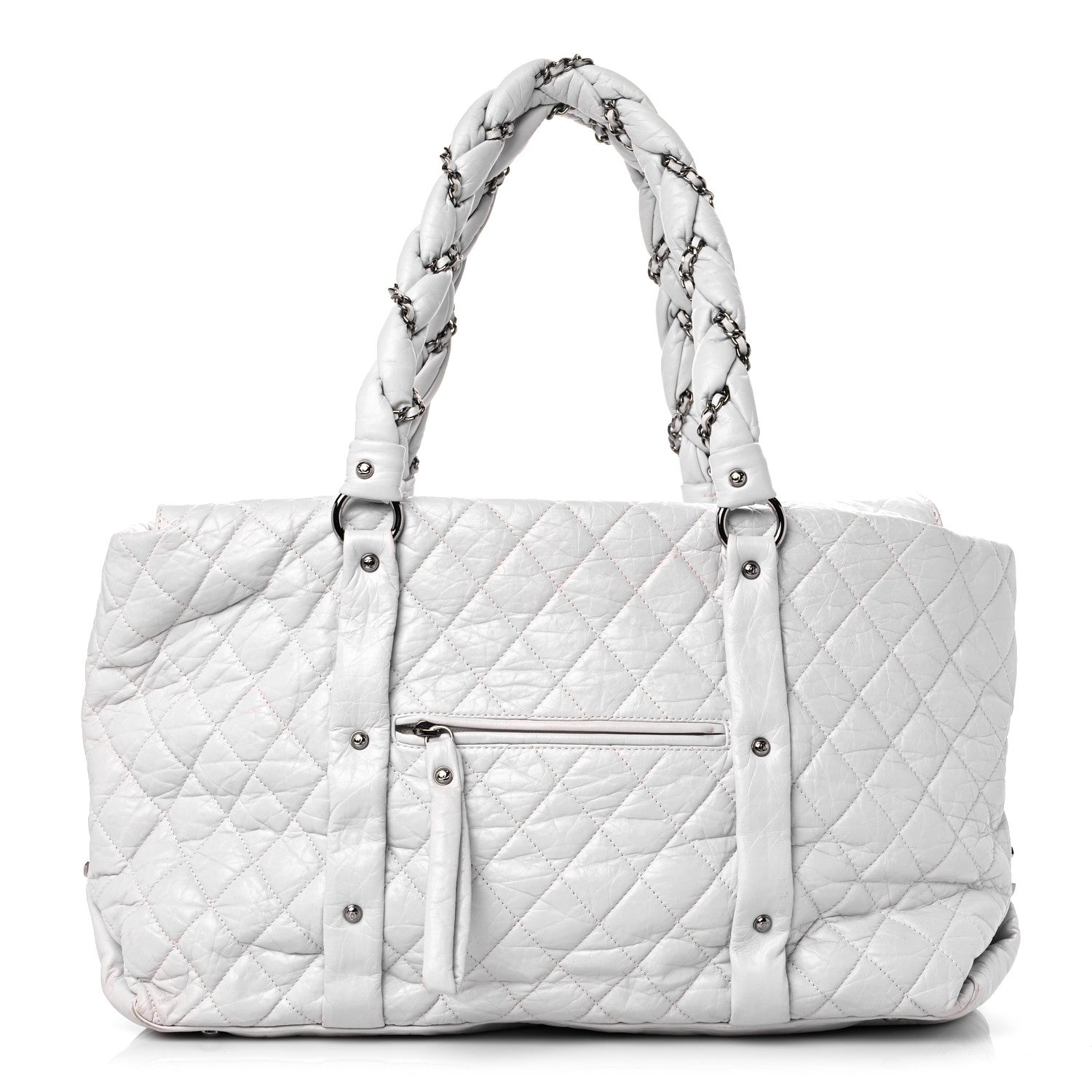 Chanel Distressed Lambskin Vintage Ligne Lady Braid XL Tote White 1 of 18