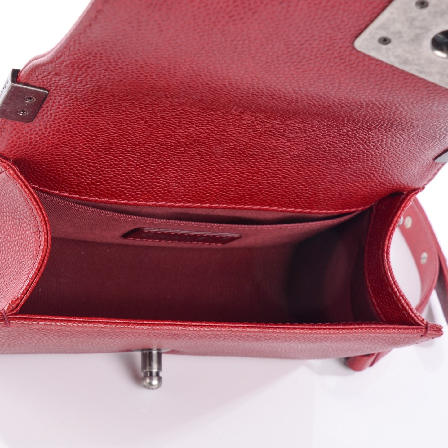 Caviar Quilted Small Boy Flap Bag Dark Red