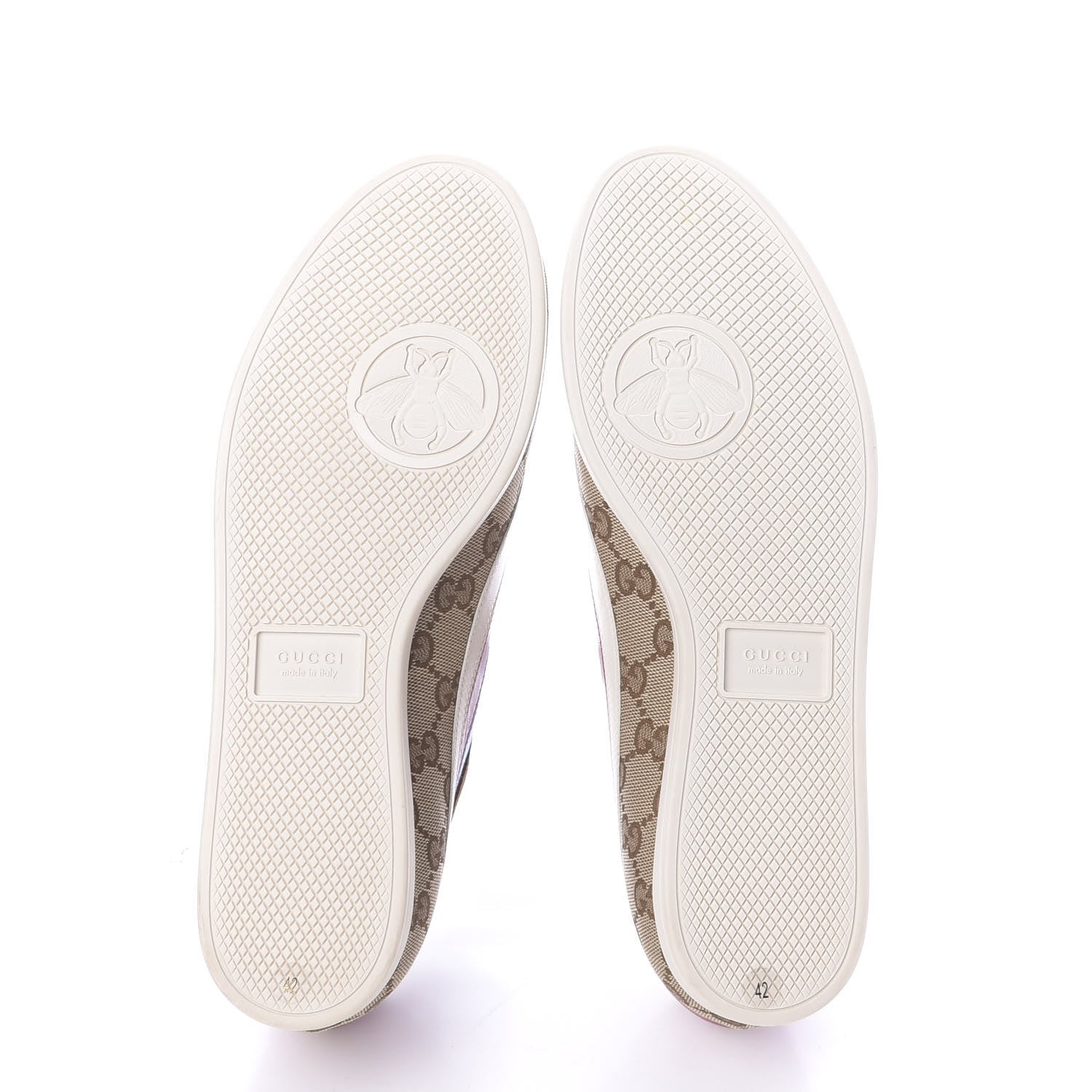Gucci Suede Monogram Web Womens Falacer Sneakers 42 Nocciola Beige Mystic White Hibiscus Red 6 of 10