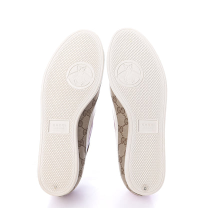 Gucci Suede Monogram Web Womens Falacer Sneakers 42 Nocciola Beige Mystic White Hibiscus Red 6 of 10