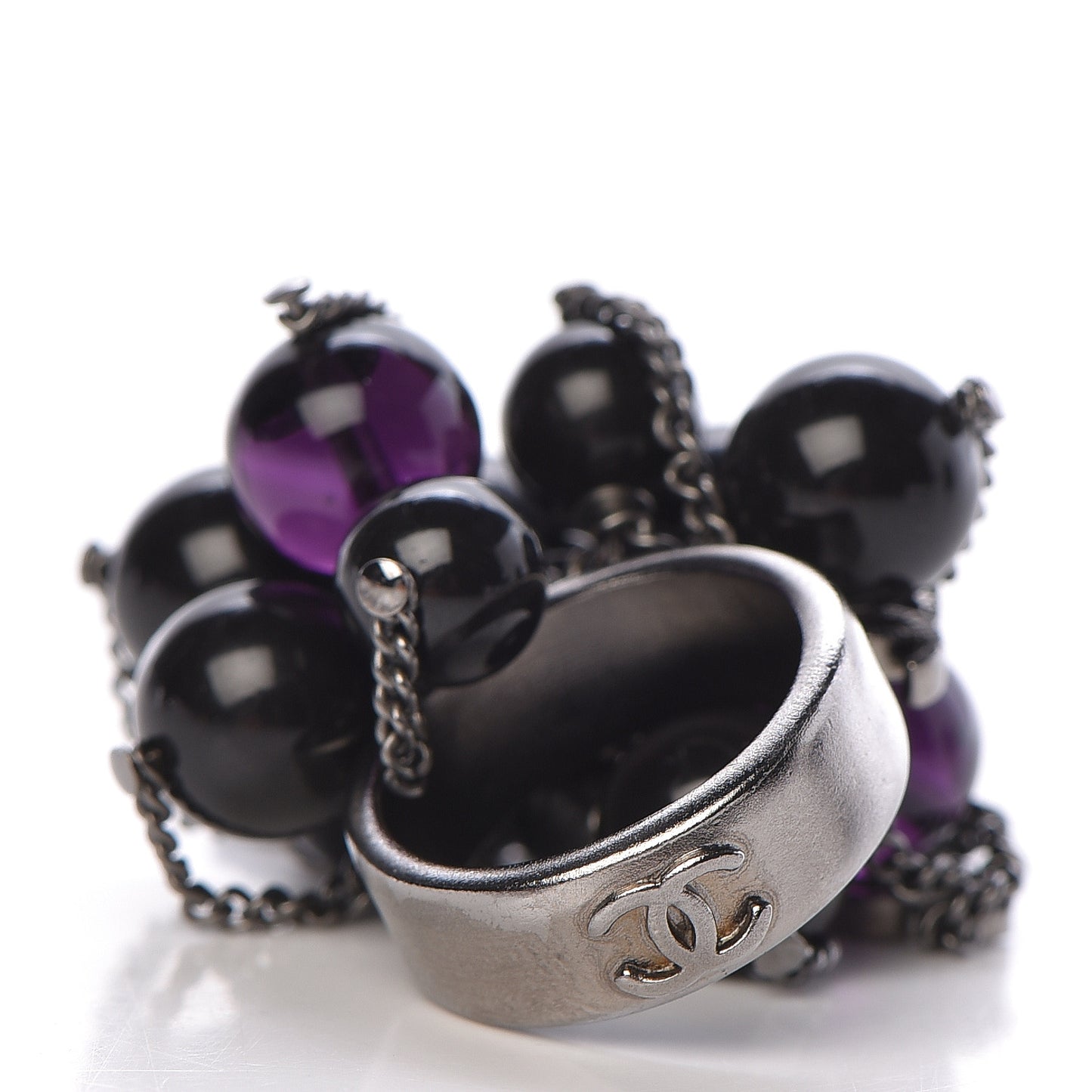 Ruthenium Beaded CC Ring 6.25 Purple