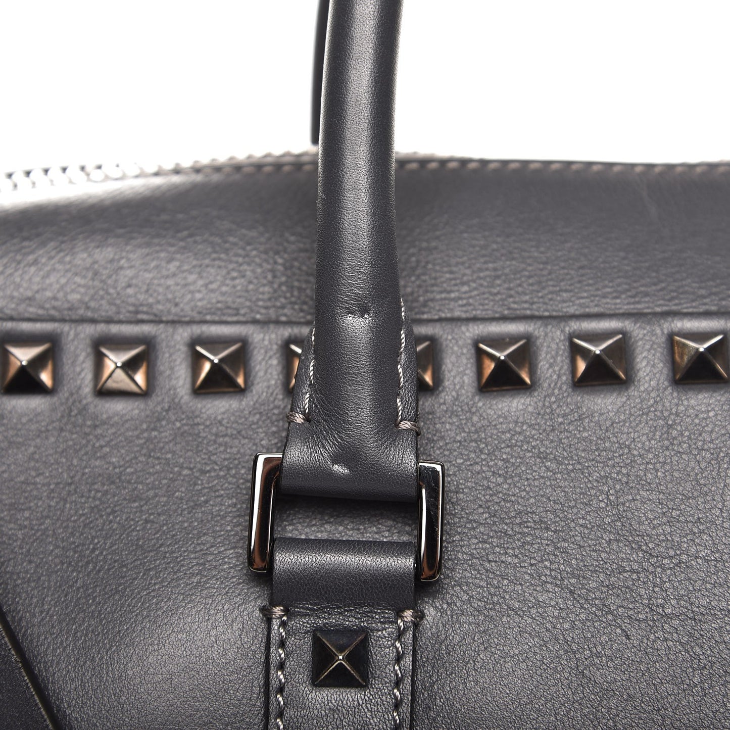 Mens Calfskin Rockstud Briefcase Grey
