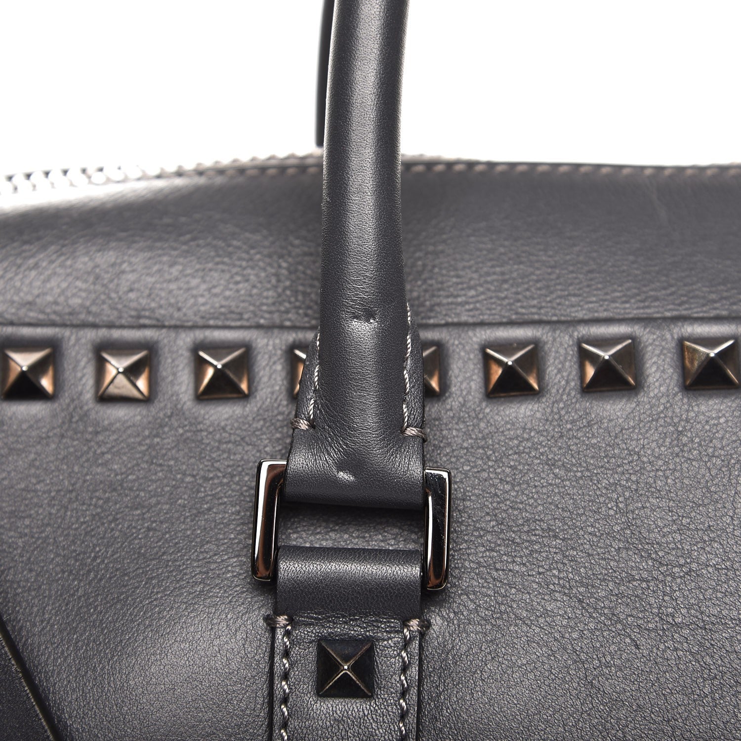 Valentino Garavani Mens Calfskin Rockstud Briefcase Grey 8 of 12