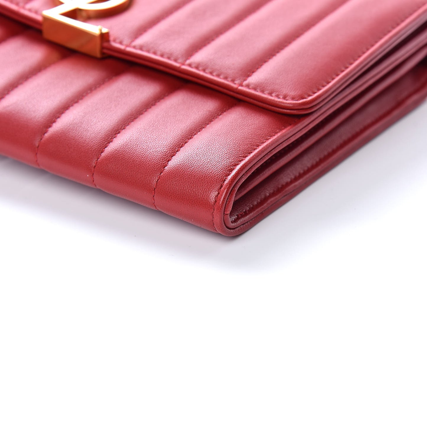 Lambskin Matelasse Monogram Vicky Chain Wallet Rouge Eros