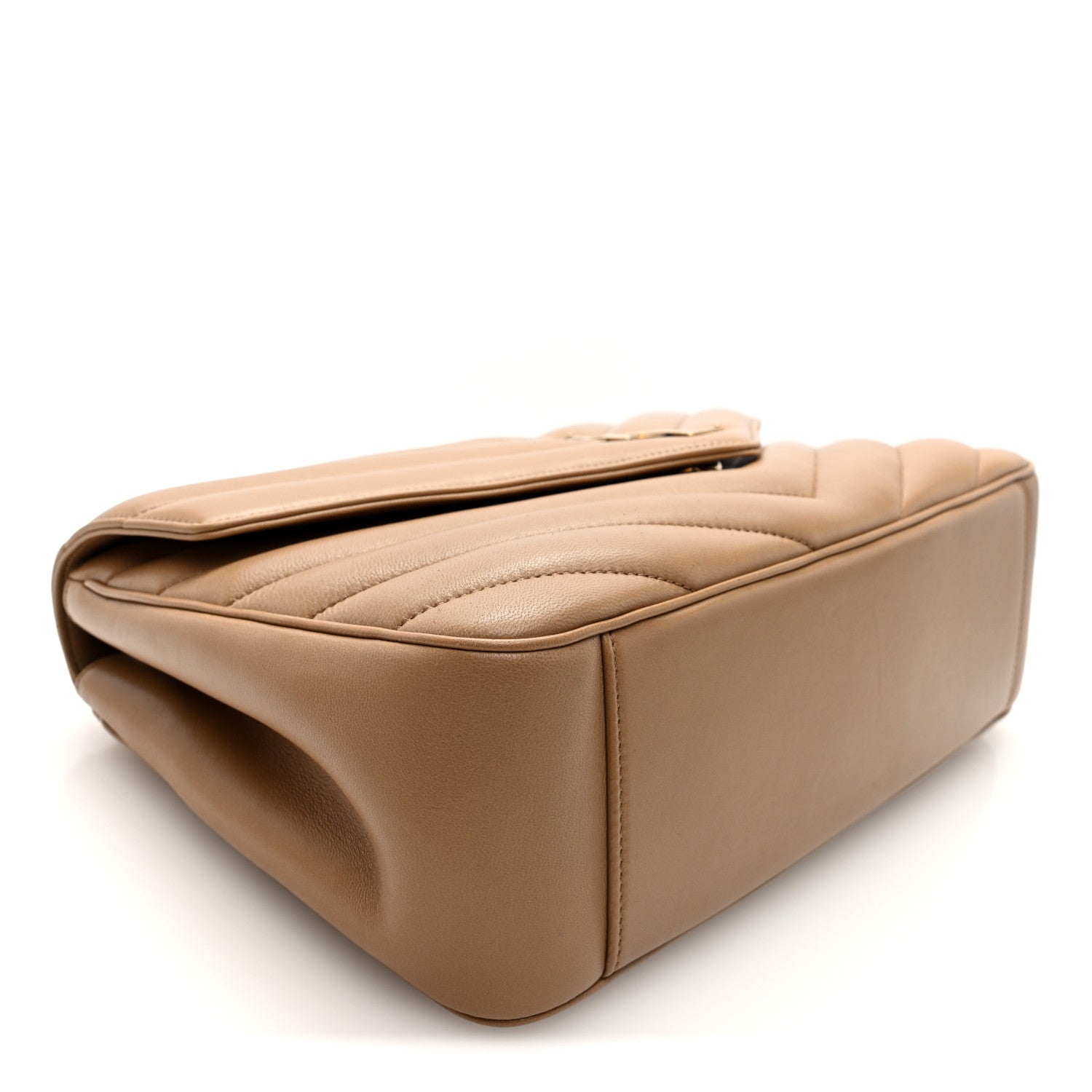 Saint Laurent Lambskin Chevron Quilted Large LouLou Natural Tan 5 of 11