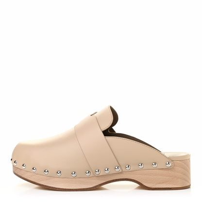 Hermes Calfskin Calya Mules 37 Hetre 1 of 8