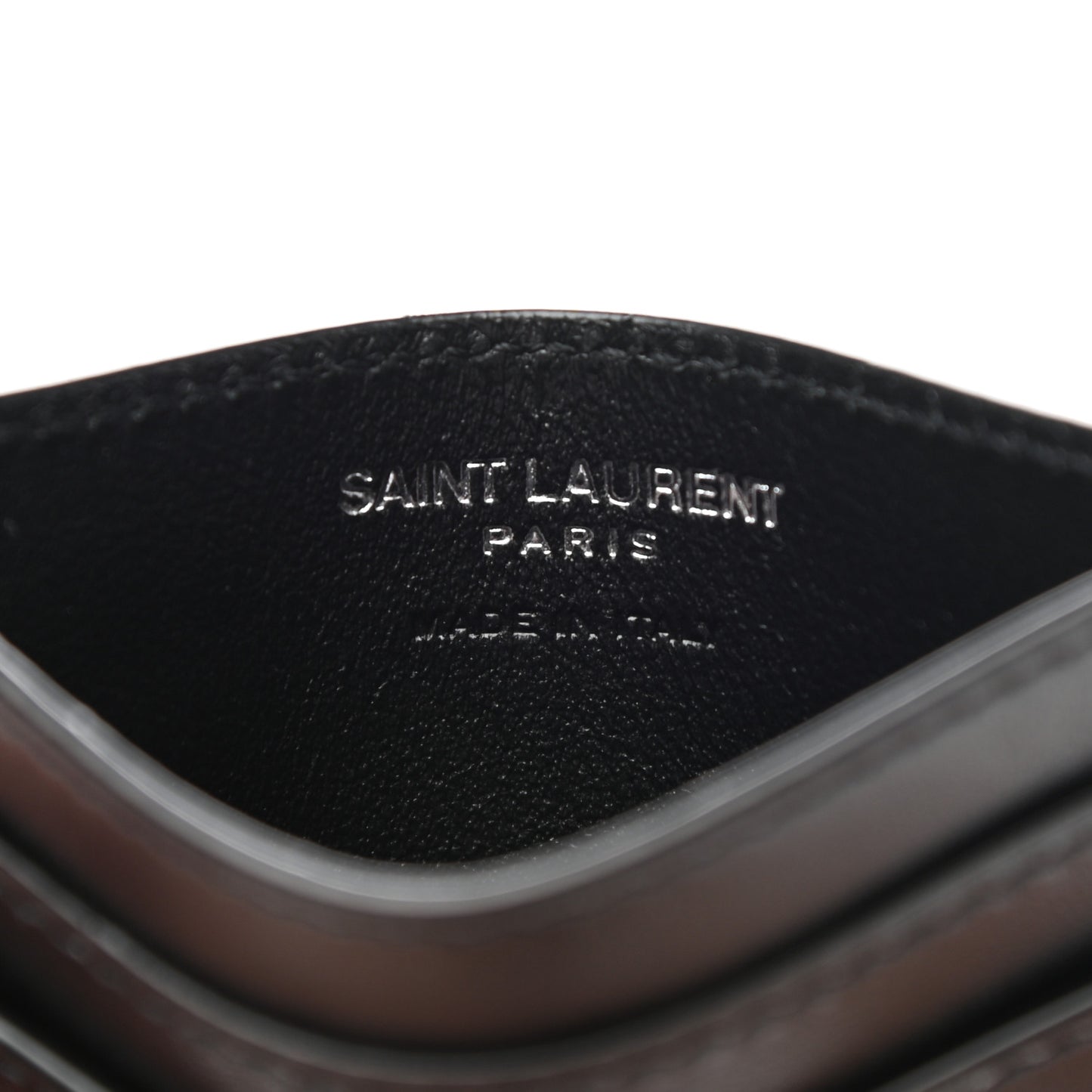 Calfskin Tiny Cassandre Credit Card Case Black