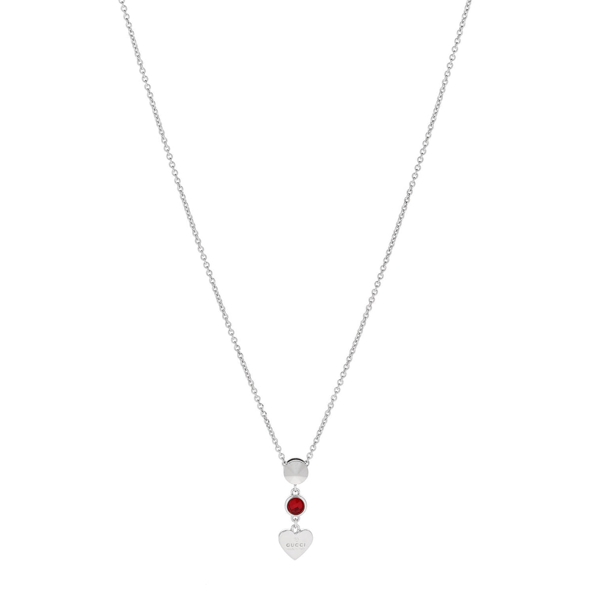 Sterling Silver Crystal Trademark Heart Pendant Necklace Red