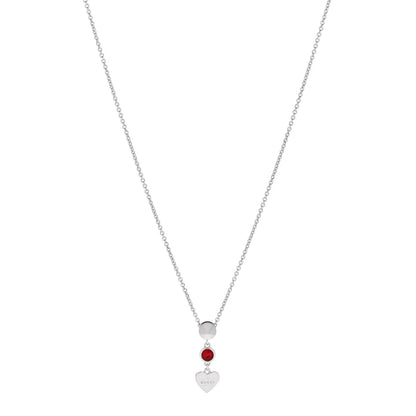 Gucci Sterling Silver Crystal Trademark Heart Pendant Necklace Red 1 of 6