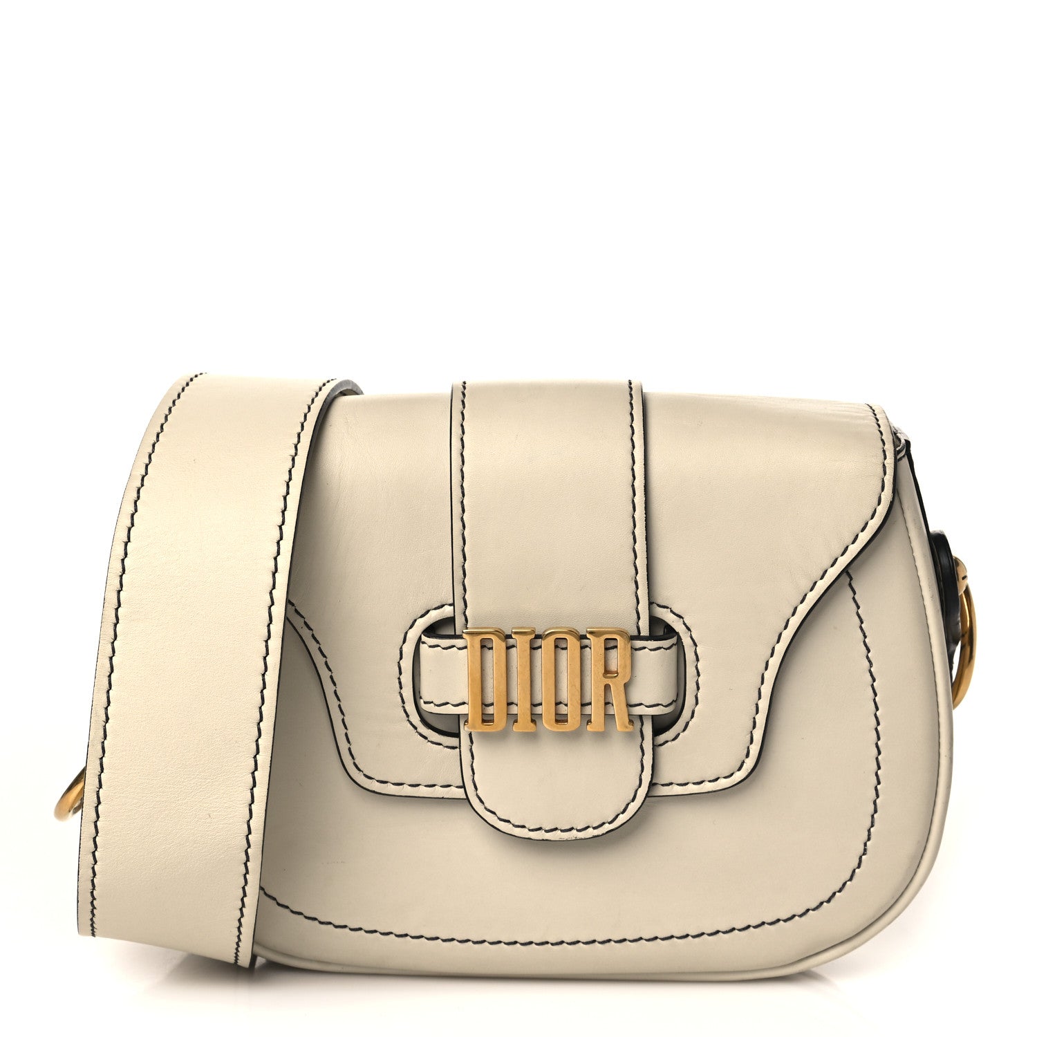 Christian Dior Calfskin D Fence Saddle Bag Latte 1 of 14