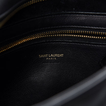 Saint Laurent Calfskin Matelasse Chevron Small Monogram Cabas Black 12 of 14