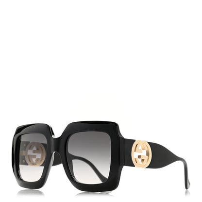 Gucci Acetate Rectangular Frame Chain Sunglasses GG1022S Black 1 of 8